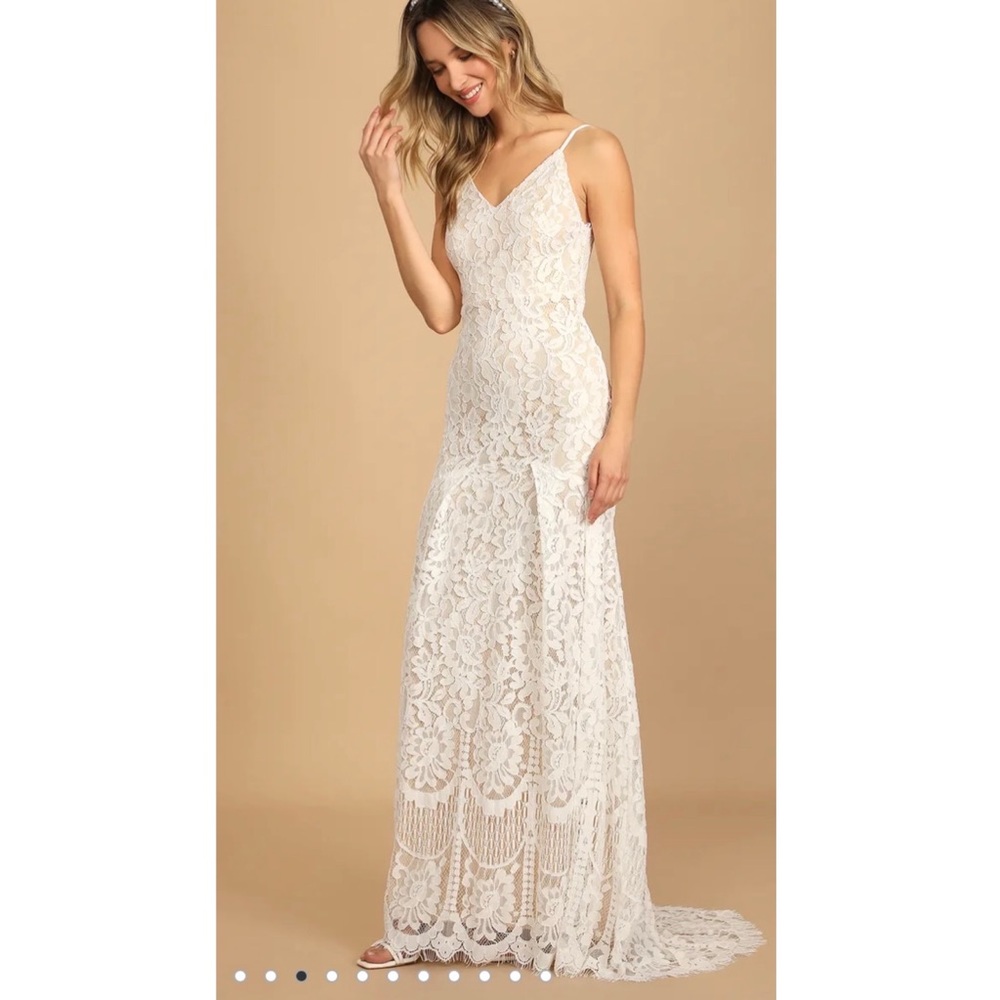 Lulus Flynn White Lace Maxi Dress